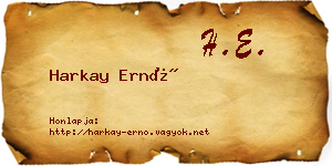 Harkay Ernő névjegykártya